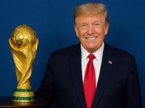 Tổng thống Donald Trump và cúp vô địch World Cup 2026. Ảnh: AI