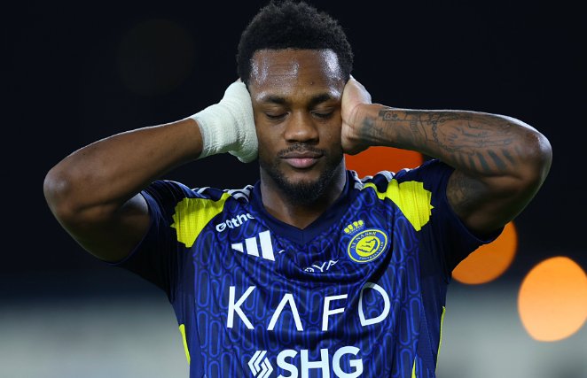Jhon Duran mừng bàn trong trận Al Nassr thắng Al Okhdood 9 - 0 ở vòng 31 Saudi Pro League