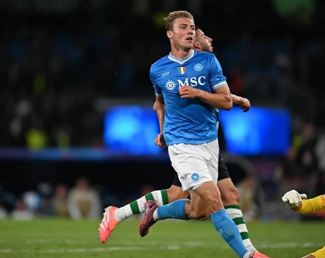 Giá trị của Hojlund tăng lên đáng kể sau khi rời Man Utd. (Ảnh: SSC Napoli)